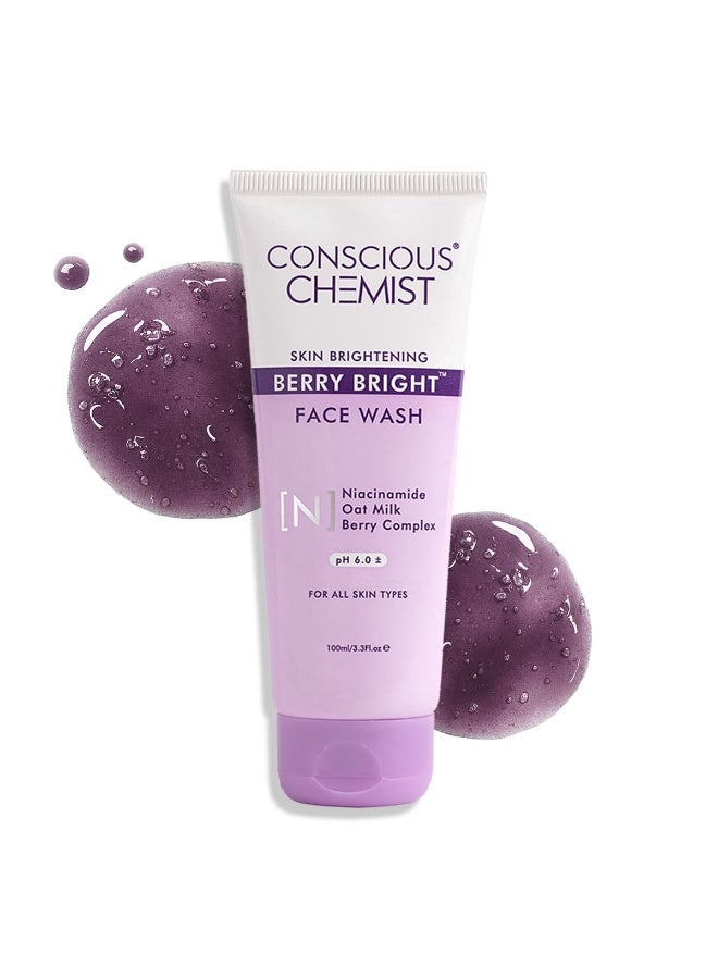Conscious Chemist® Niacinamide Face Wash | 100ml | Pore Refining Brightening Cleanser for Women & Men with BlueBerry & AcaiBerry Extracts, Bright Clear Skin, Cruelty Free, All Skin Type - Berry Bright - Image 1